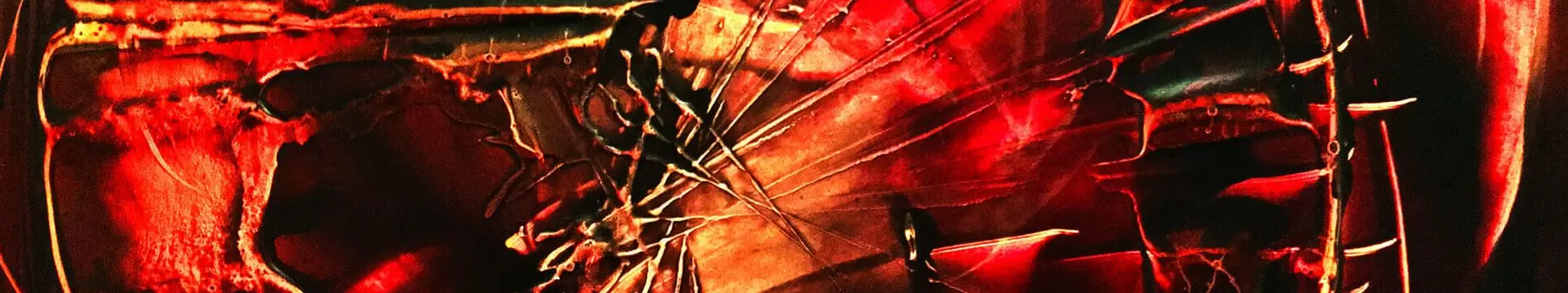 Surreal image of a head in red colours, circles and lines